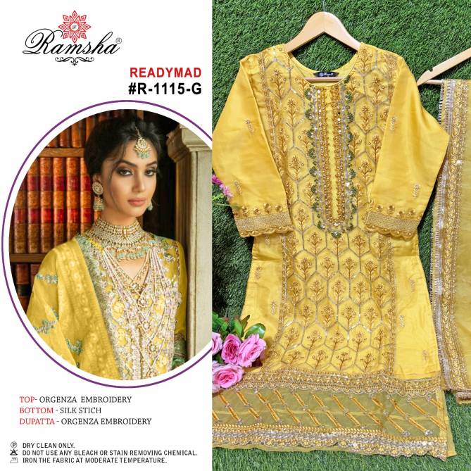 R 1115 nx By Ramsha Organza Embroidery Pakistani Readymade Suits Wholesale Shop In Surat 